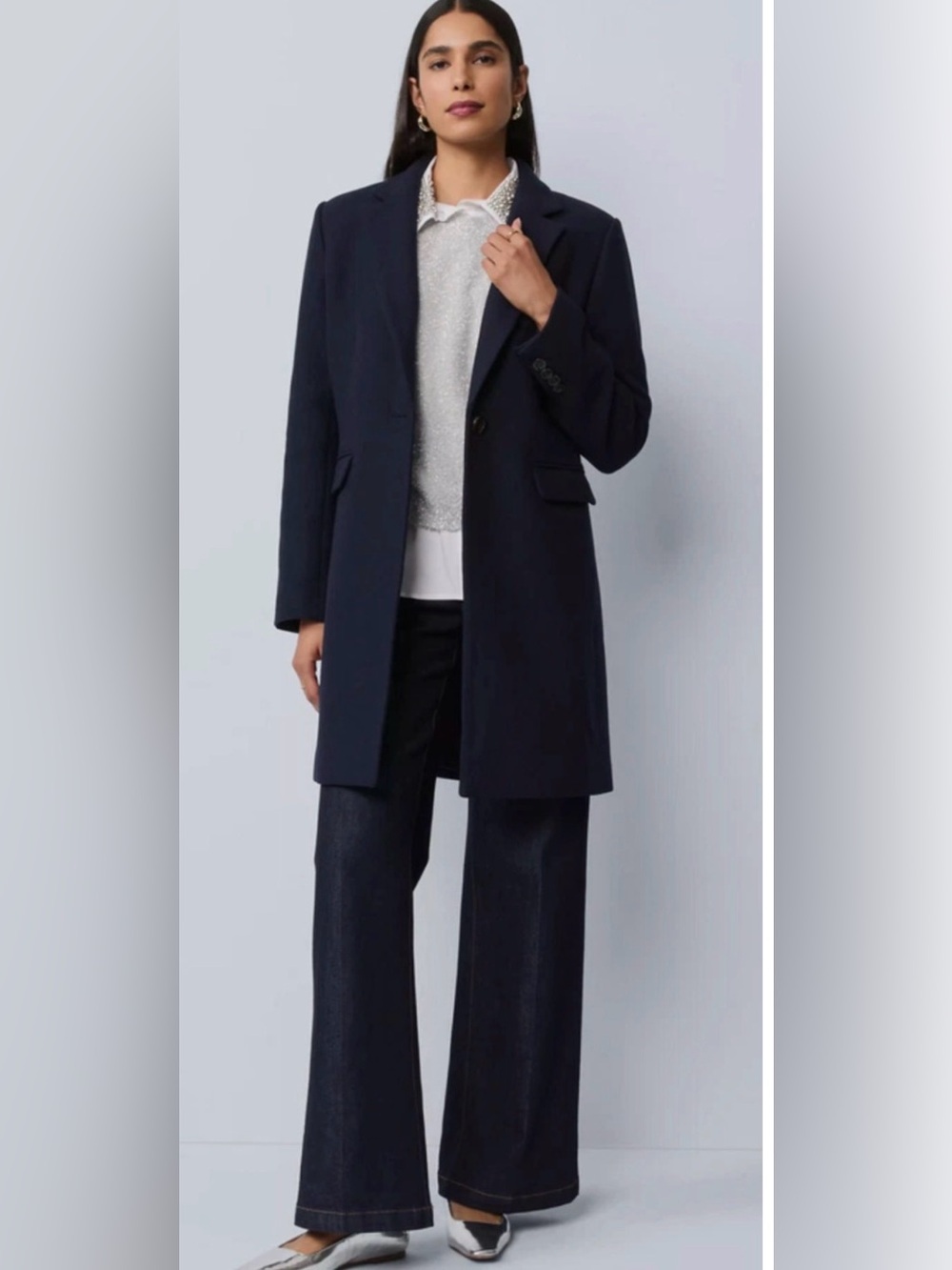NWT ANN TAYLOR NIGHT SKY NAVY BLUE WOOL BLEND CHESTERFIELD COAT SZ XLP XL PETITE